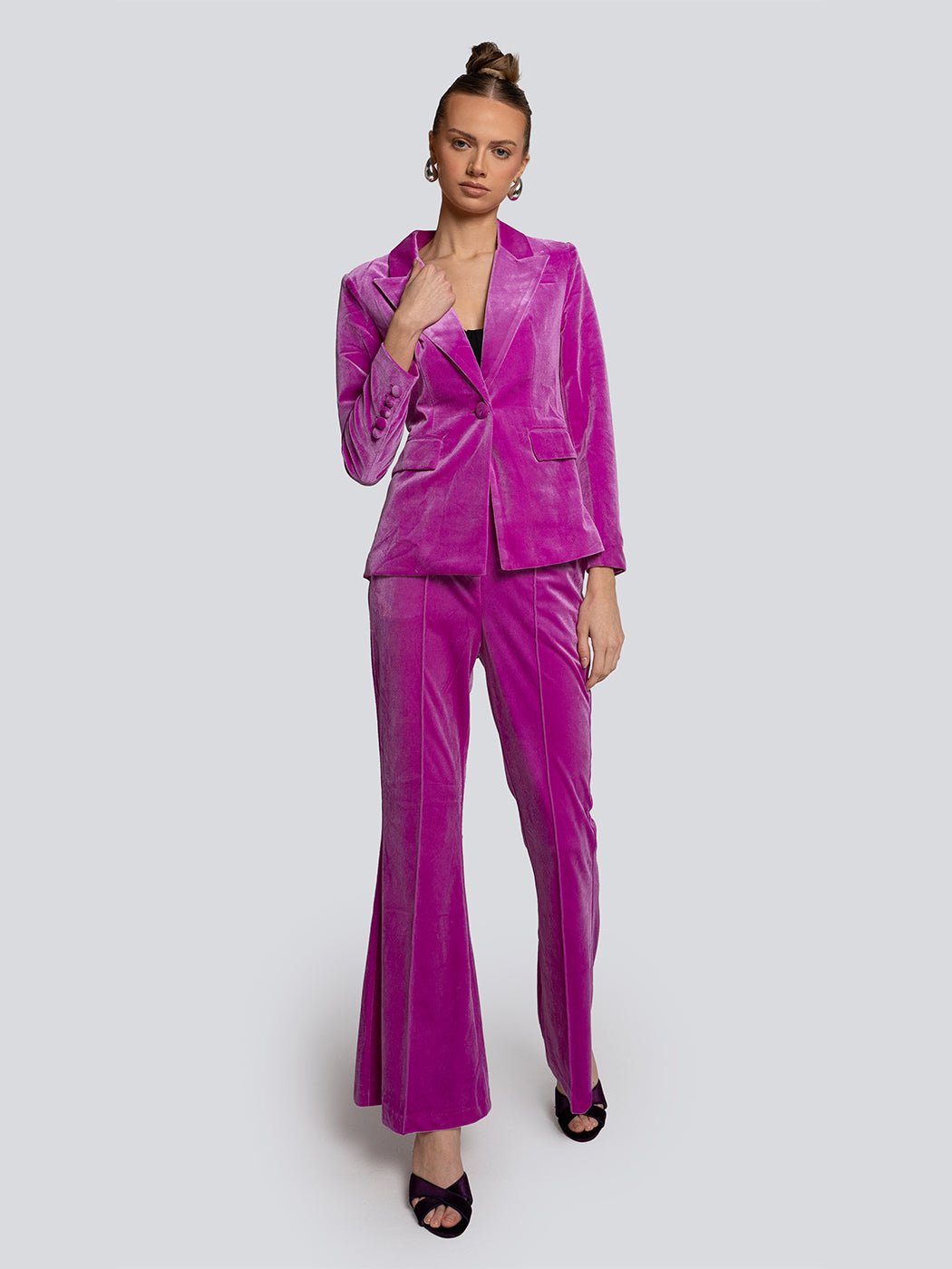 Jolene Velvet Fitted Blazer & Flared Pants Set - Glory Connection
