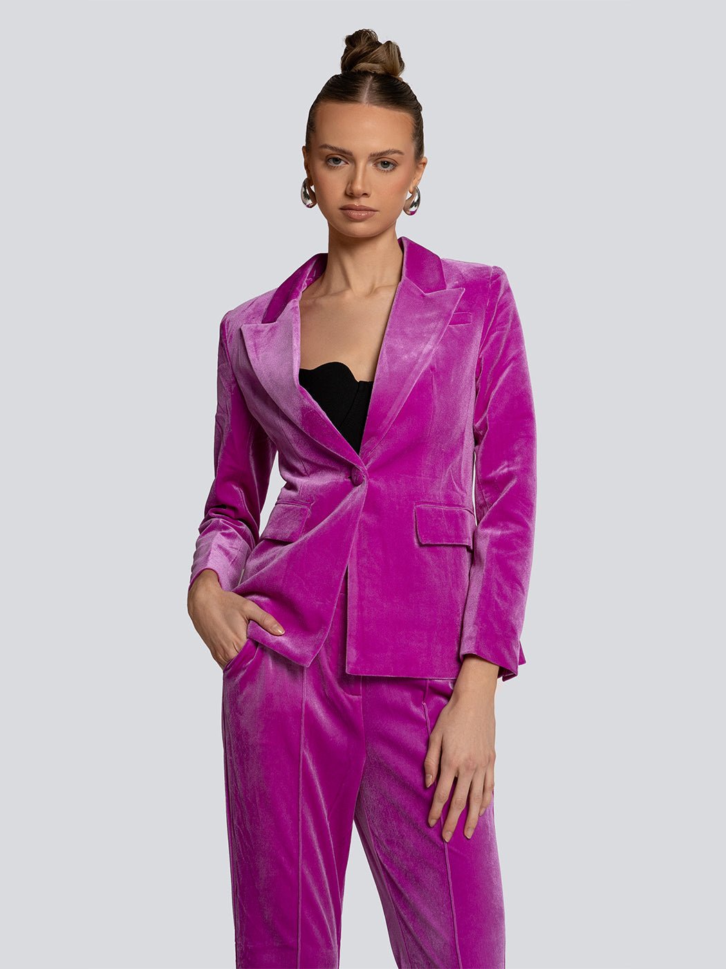 Jolene Velvet Fitted Blazer & Flared Pants Set - Glory Connection