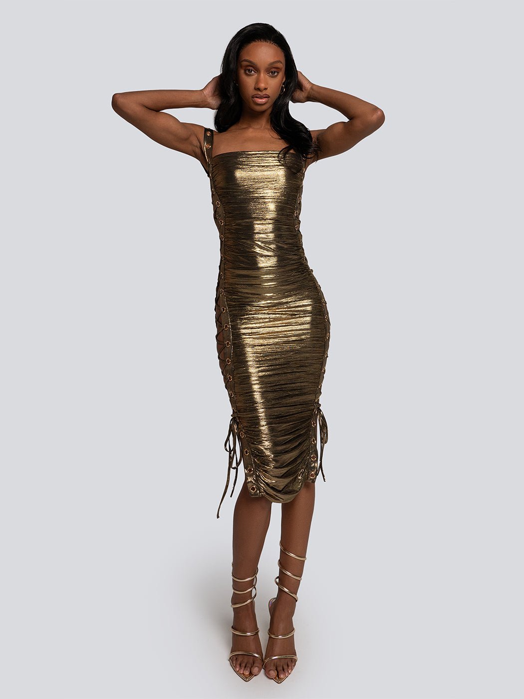 Kaitlyn Bodycon Side Tie Midi Dress - Glory Connection