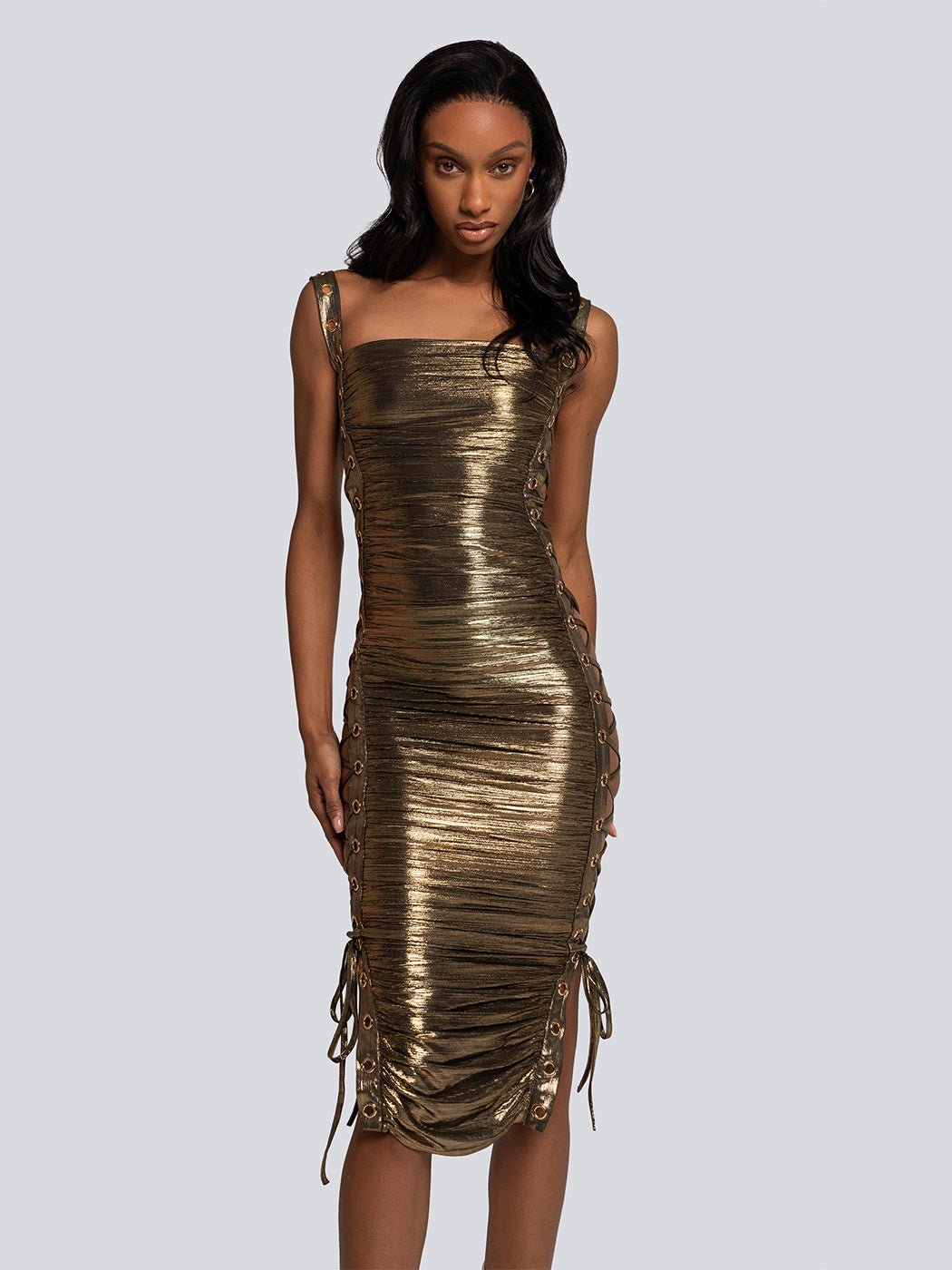 Kaitlyn Bodycon Side Tie Midi Dress - Glory Connection