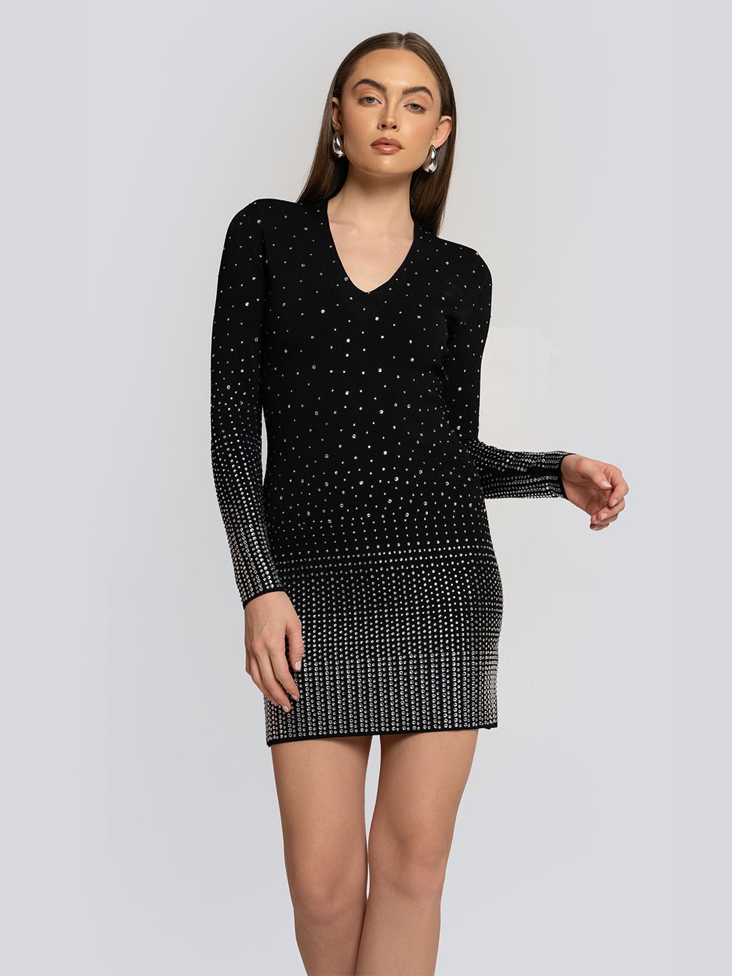 Katherine Sequin Gradient Long Sleeve Zip Back Mini Dress - Glory Connection