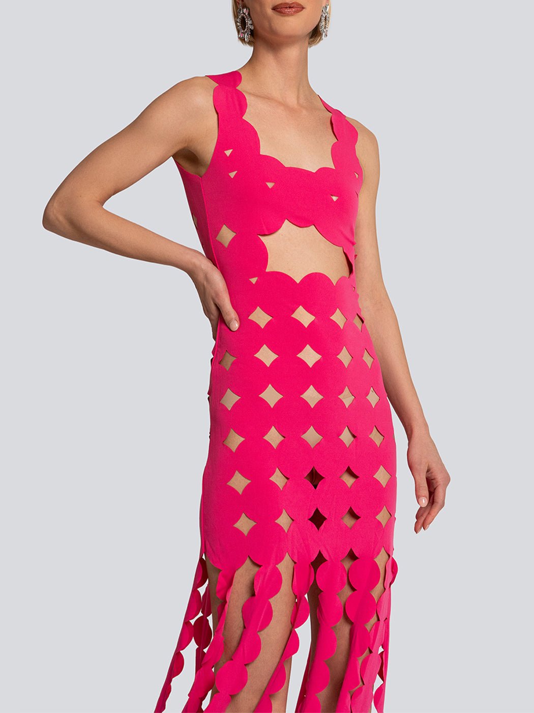 Lana Geometric Cut-Out Fringe Maxi Dress - Glory Connection