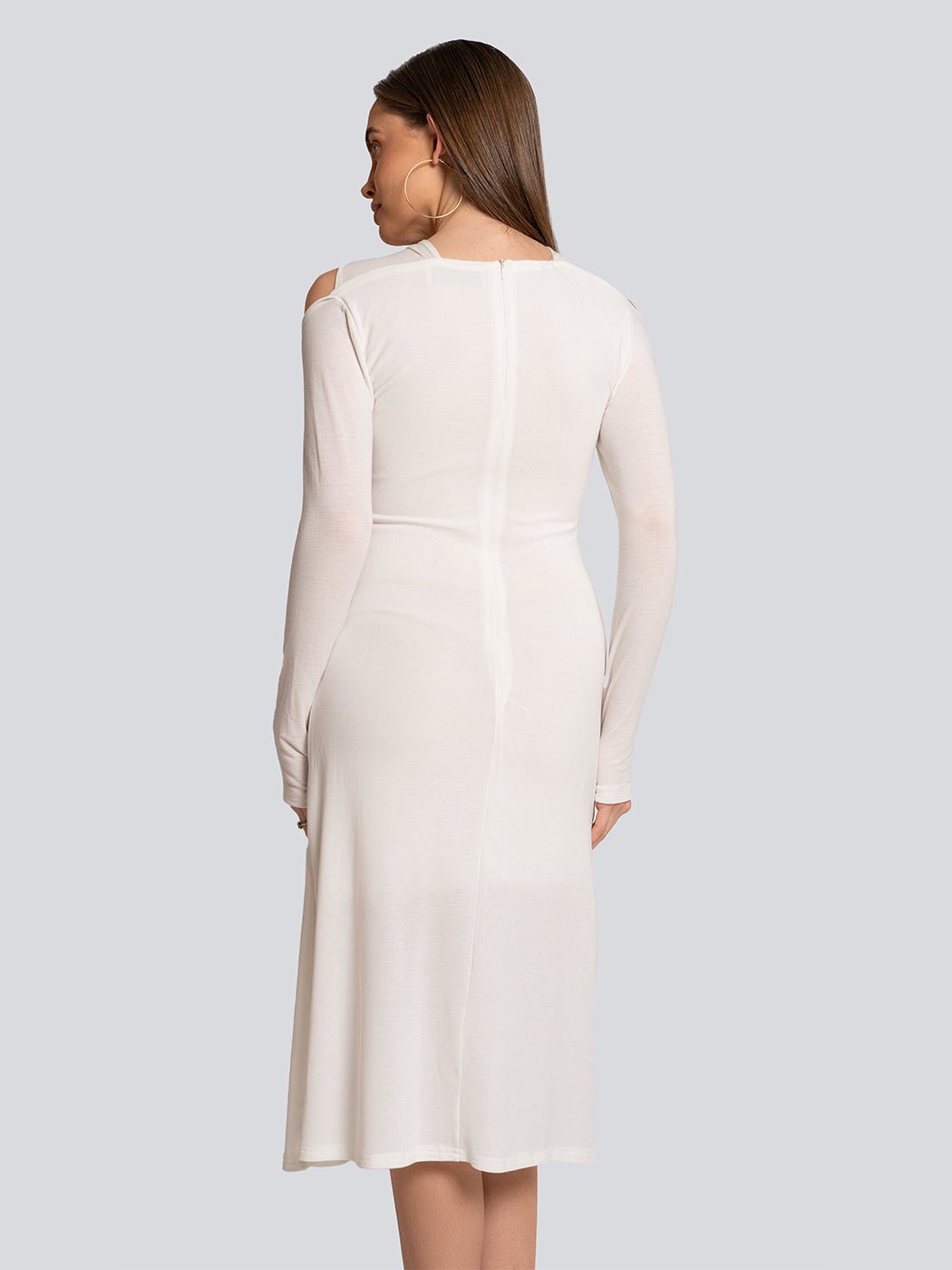 Layla Off Shoulder Zip BackTwist Midi Dress - Glory Connection