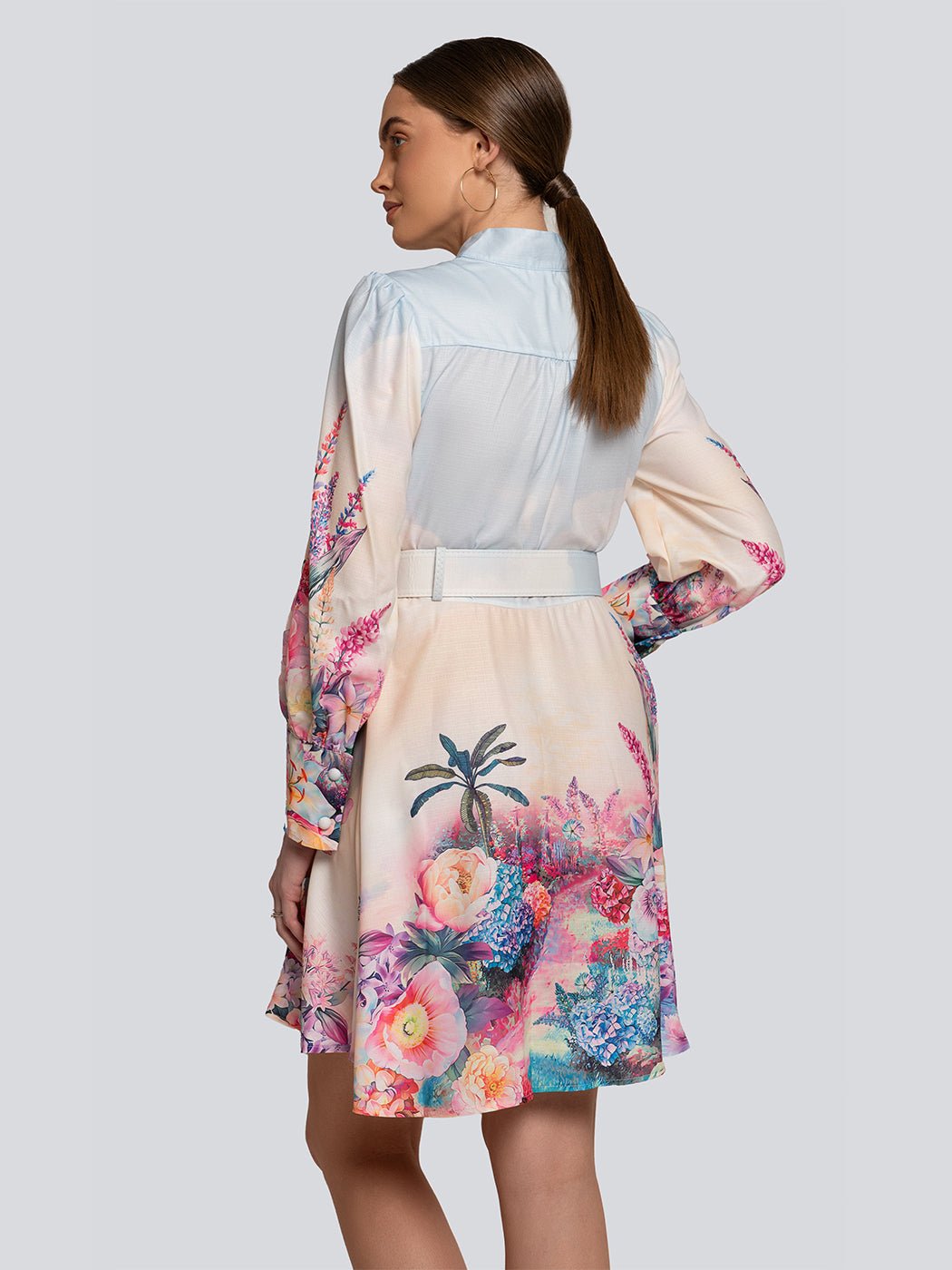 Lea Pastel Floral Print Ruffle Sleeve Mini Dress - Glory Connection