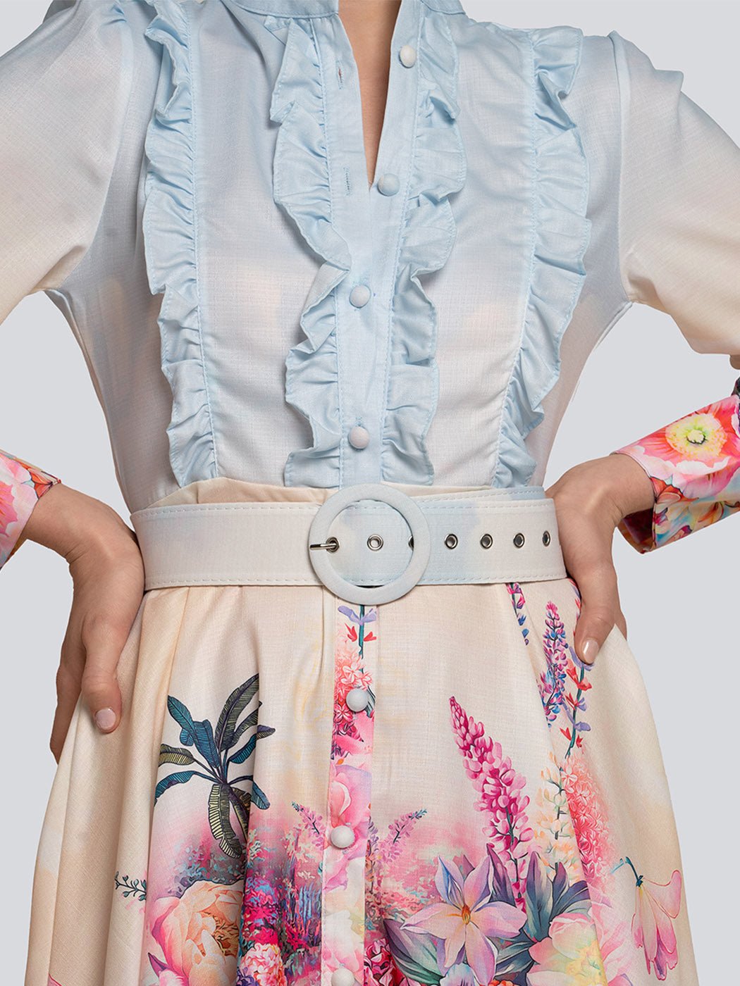 Lea Pastel Floral Print Ruffle Sleeve Mini Dress - Glory Connection
