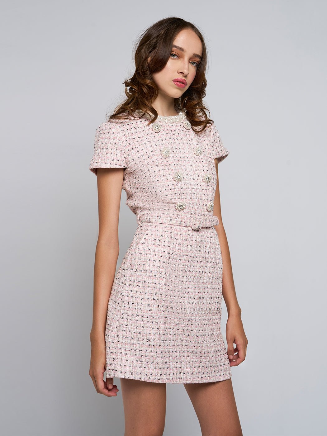 Leigh Short - Sleeve Buttoned Mini Dress - Glory Connection