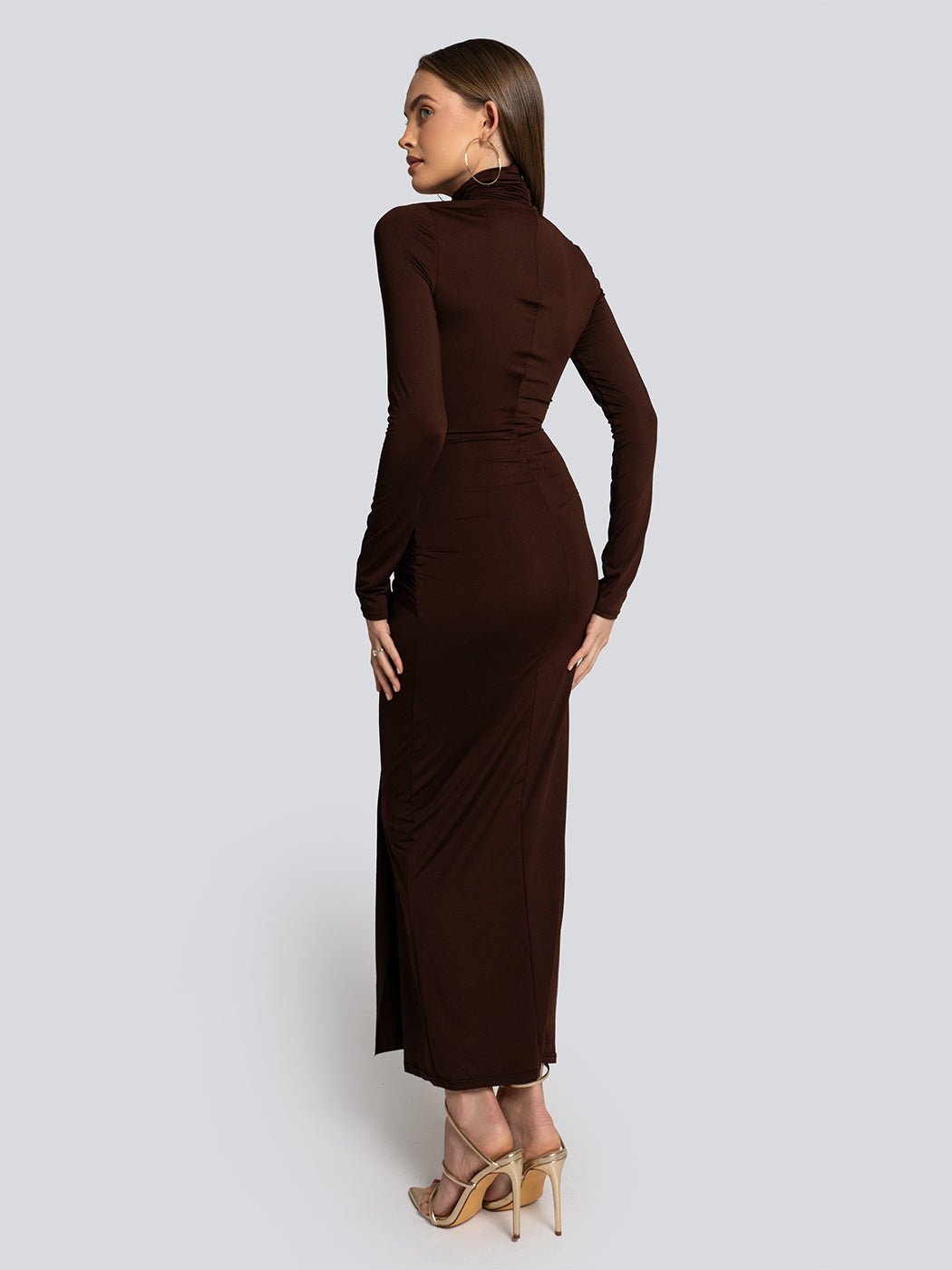 Lindsey Turtleneck Front Knot Detail Maxi Dress - Glory Connection