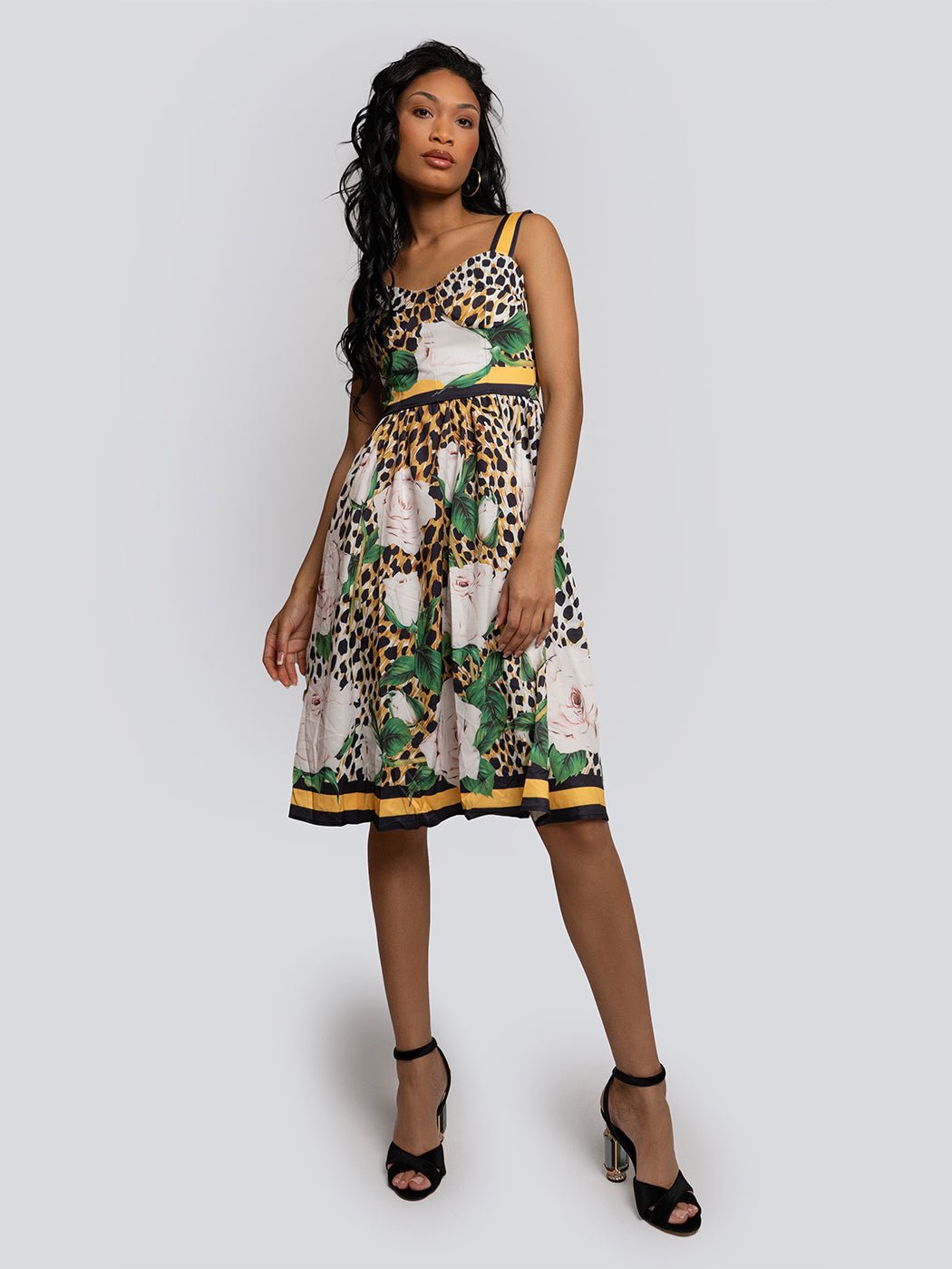 Liora Floral Print Contrast Midi Dress - Glory Connection
