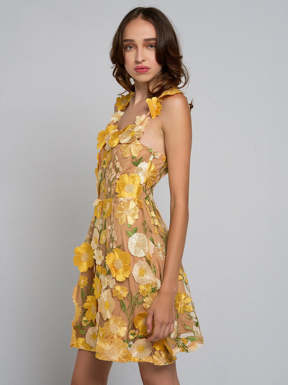 Liora Floral Strapped Flare Mini Dress - Glory Connection