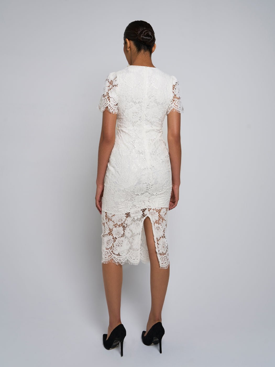 Lizzie Bow Lace Midi Dress - Glory Connection