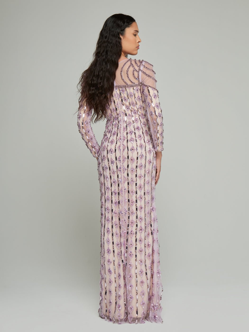 Loreen Mesh - Sleeve Beaded Gown - Glory Connection
