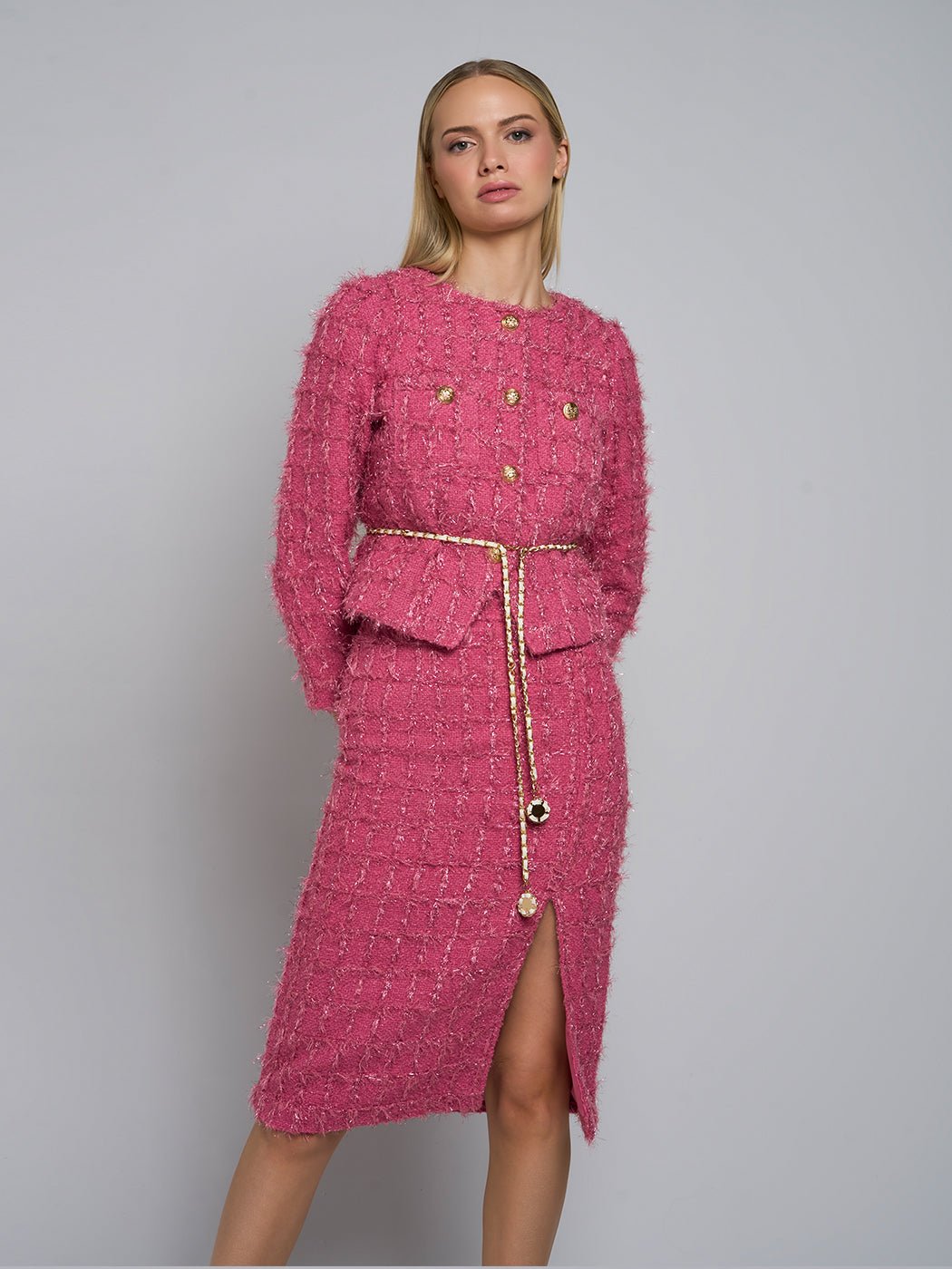 Loreen Peplum Jacket & Midi Skirt Set - Glory Connection