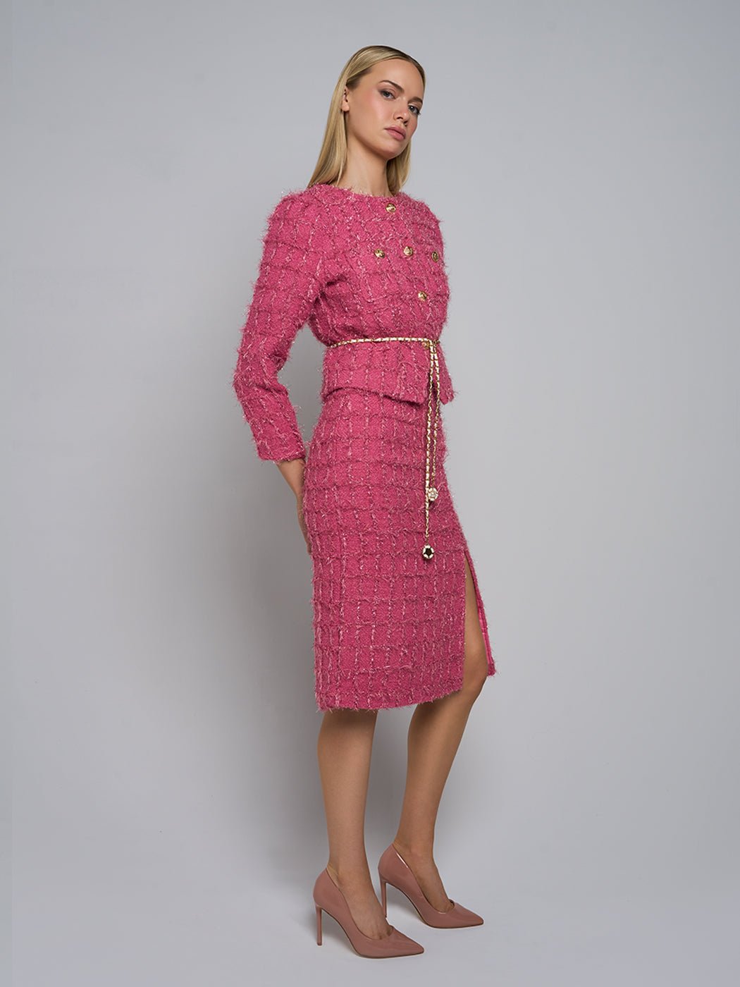 Loreen Peplum Jacket & Midi Skirt Set - Glory Connection