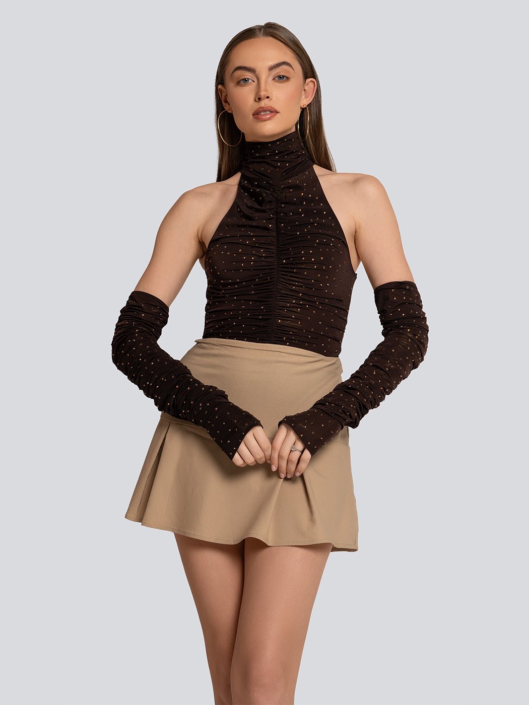 Lucy High Neck Sequin Bodysuit & Matching Gloves - Glory Connection