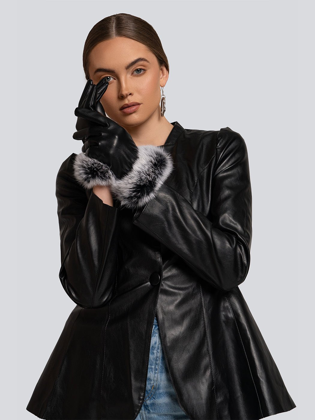 Lyla Faux Fur Cuff Leather Gloves - Glory Connection