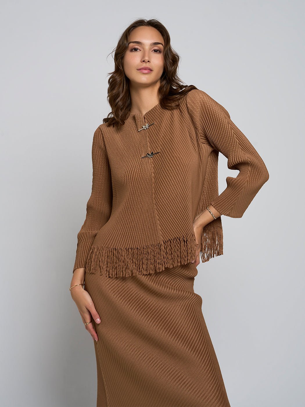 Maddie Fringe Blouse & Maxi Skirt Set - Glory Connection