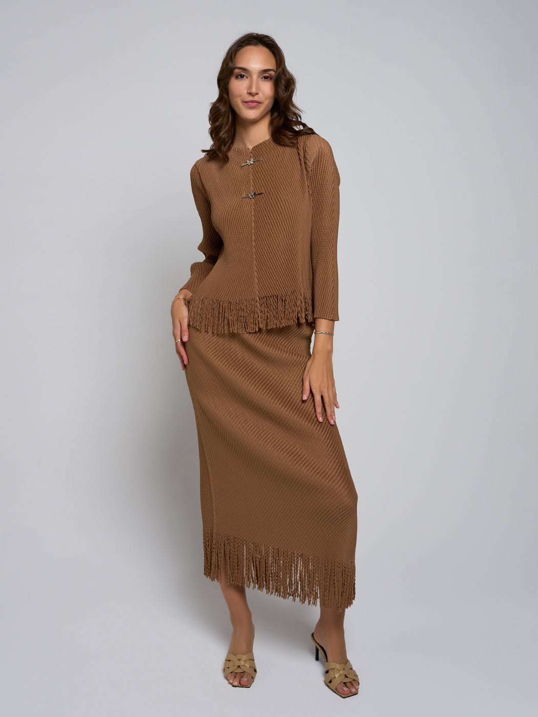 Maddie Fringe Blouse & Maxi Skirt Set - Glory Connection
