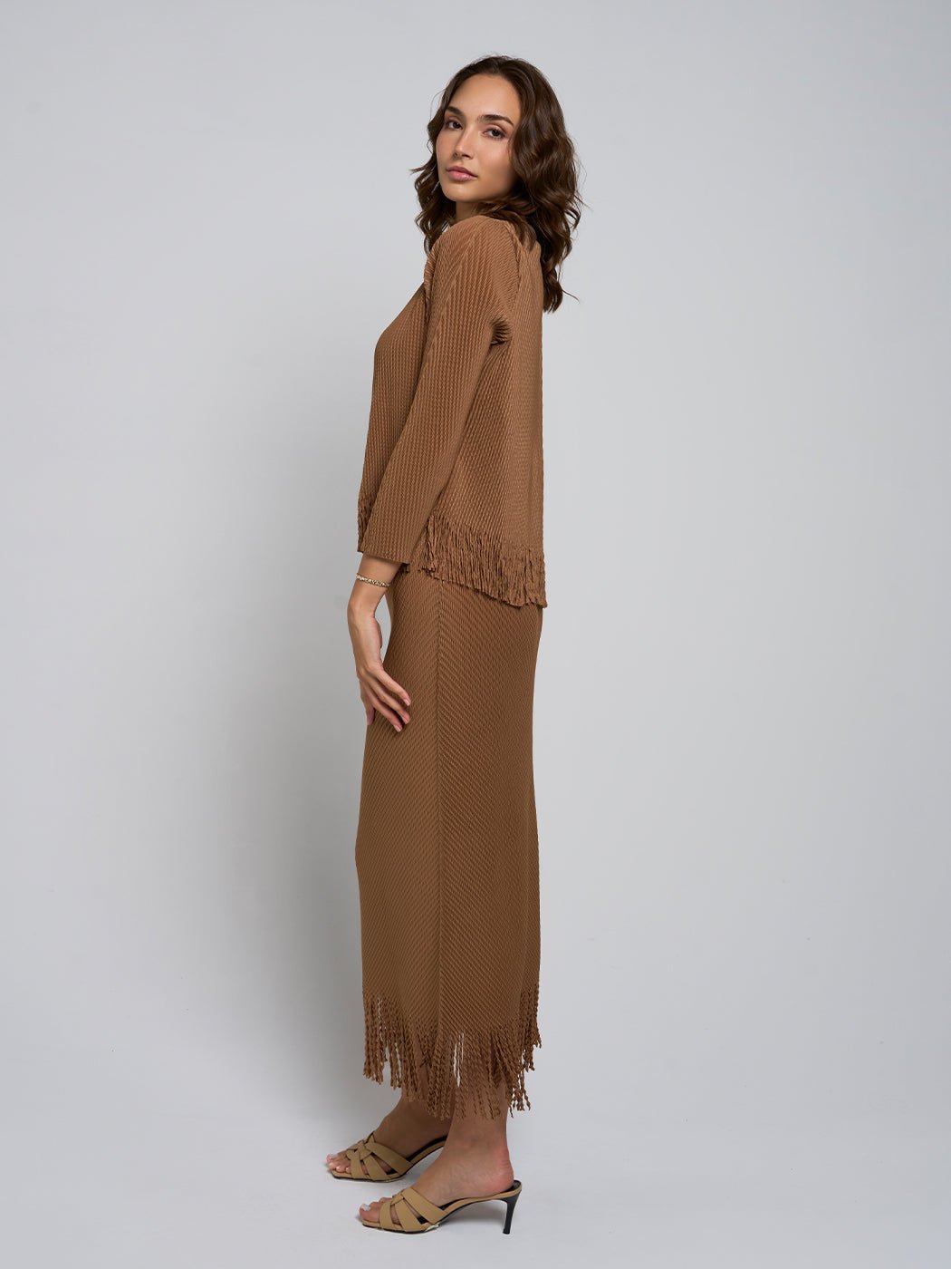 Maddie Fringe Blouse & Maxi Skirt Set - Glory Connection