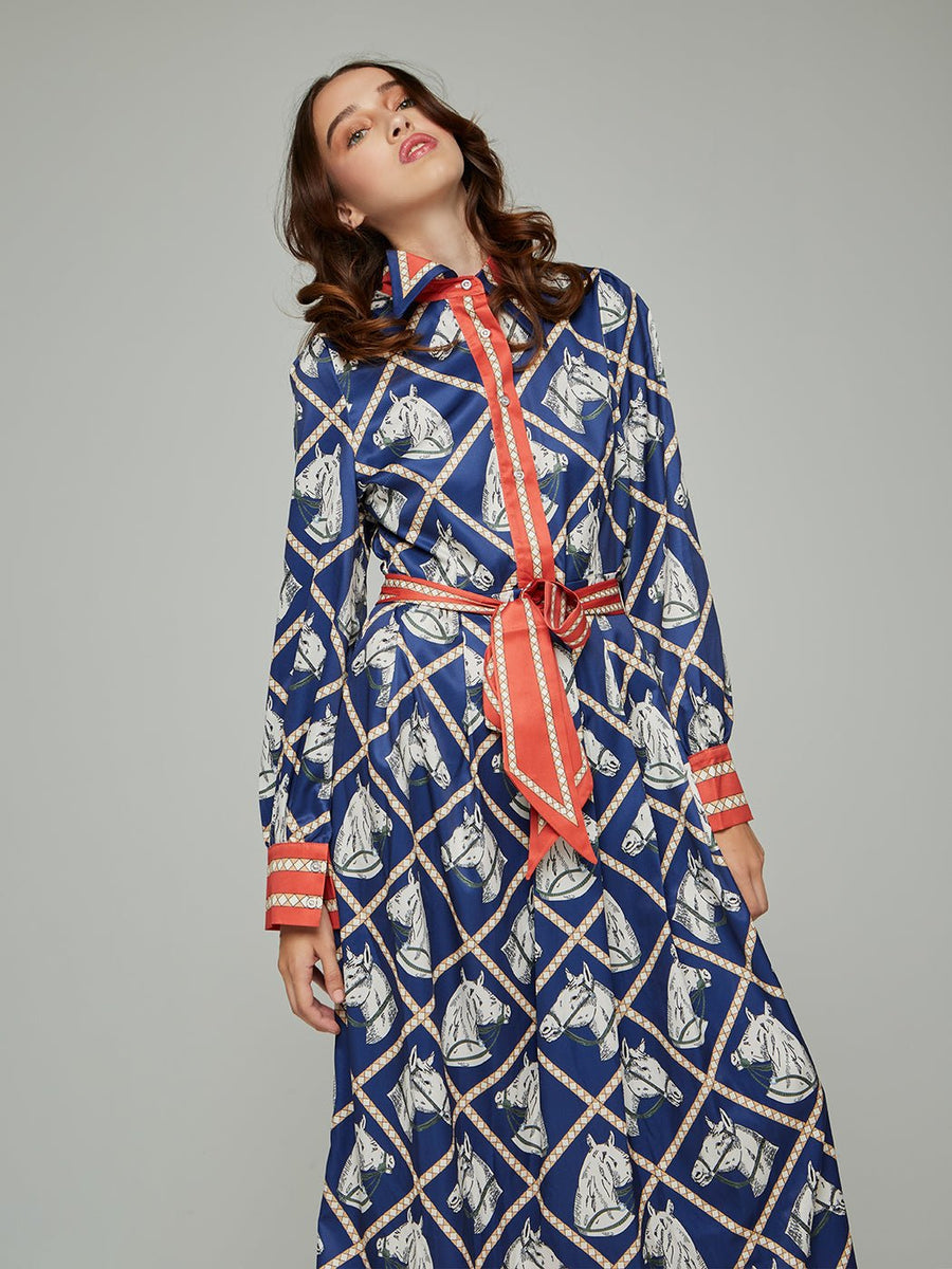 horse print maxi dress Shyanne Women's Horse Print Chiffon Maxi Dress