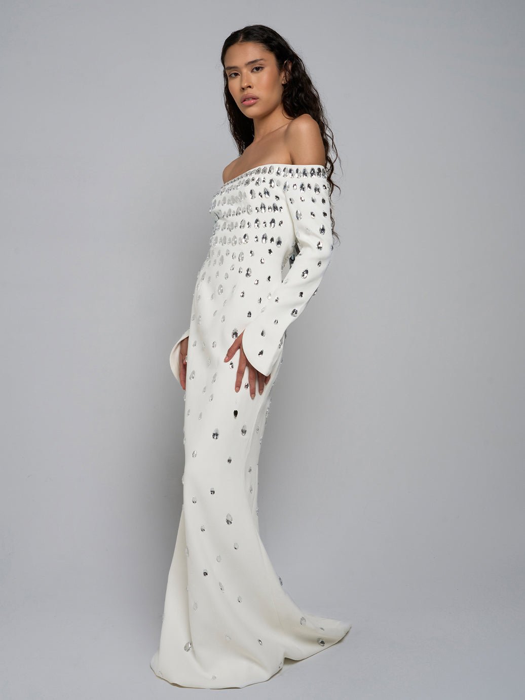 Marcella Off - Shoulder Embellished Maxi Dress - Glory Connection