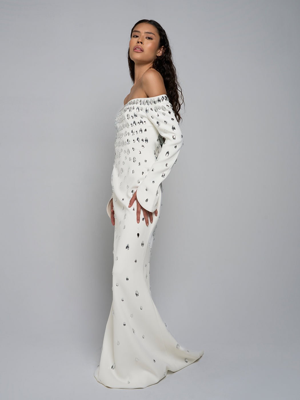 Marcella Off - Shoulder Embellished Maxi Dress - Glory Connection