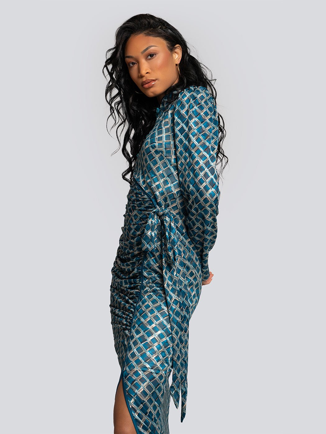 Margot Twist Front Dress Long Sleeve Midi Dress - Glory Connection
