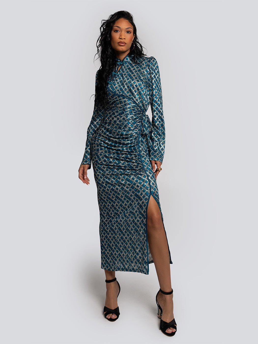 Margot Twist Front Dress Long Sleeve Midi Dress - Glory Connection