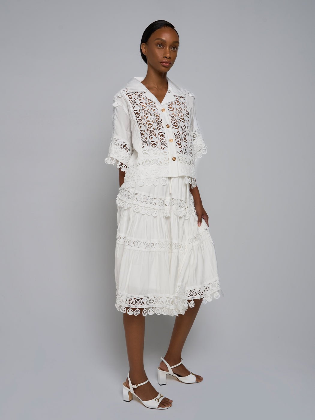 Meera Mesh Shirt & Midi Skirt Set - Glory Connection