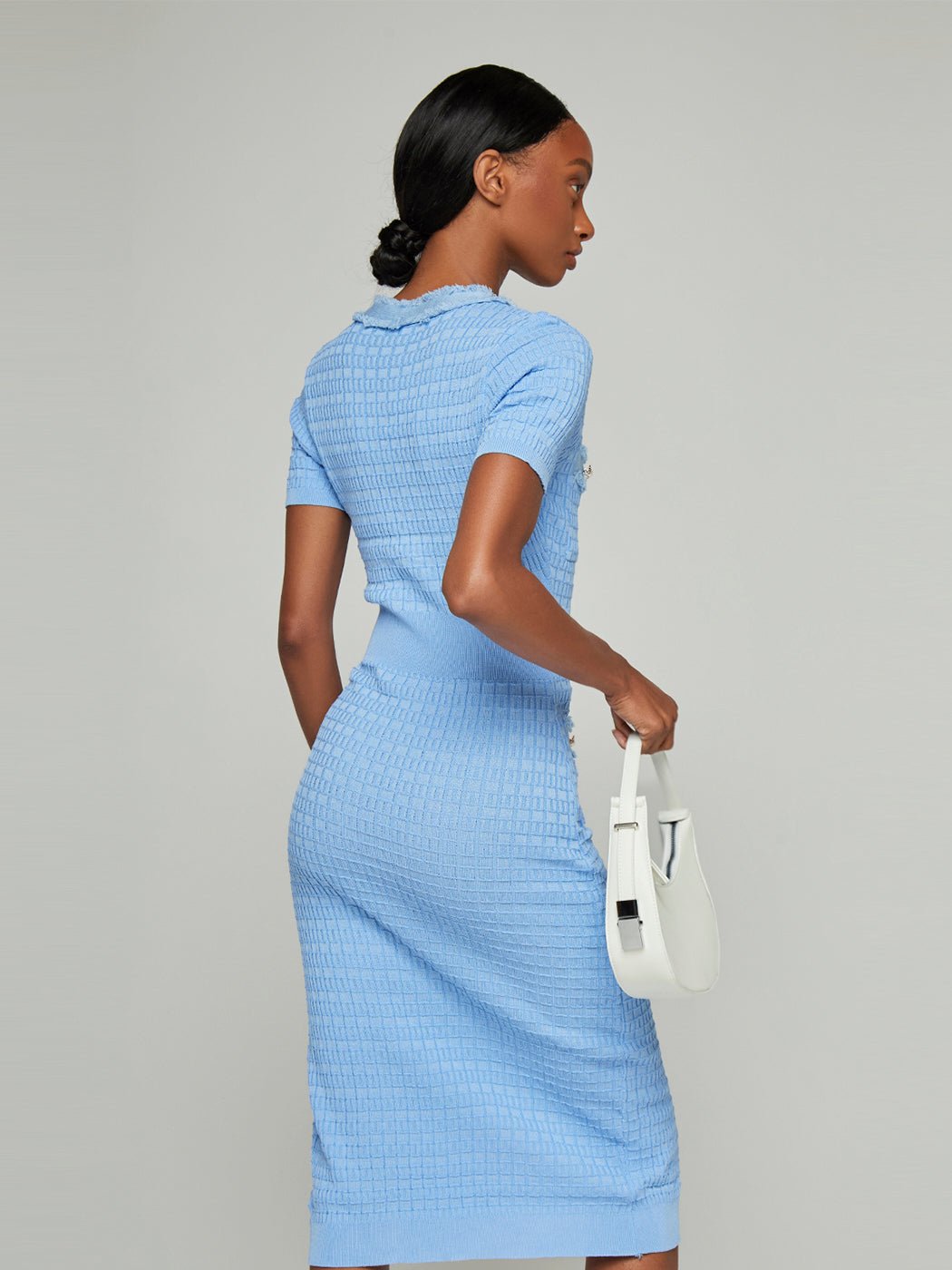 Meghan Patchwork Buttoned Slit Midi Dress - Glory Connection