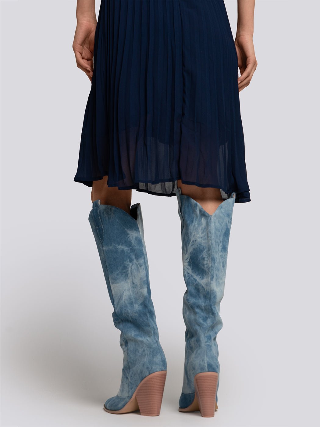 Mia Chunky Heeled Denim Western Boots - Glory Connection
