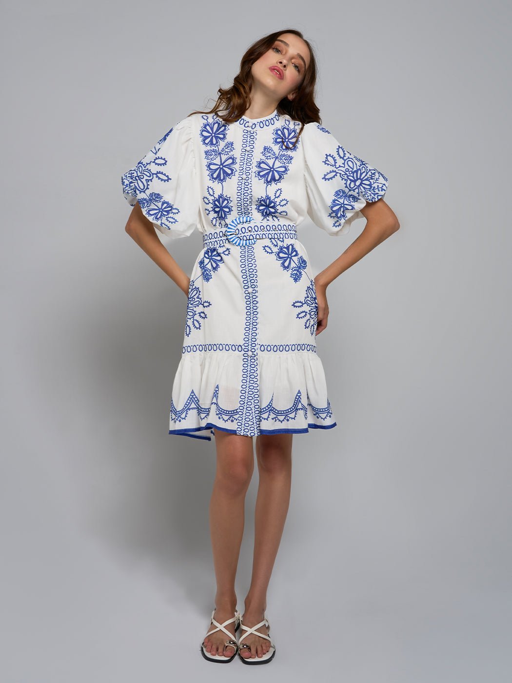 Mirca Embroidered Puff - Sleeve Mini Dress - Glory Connection