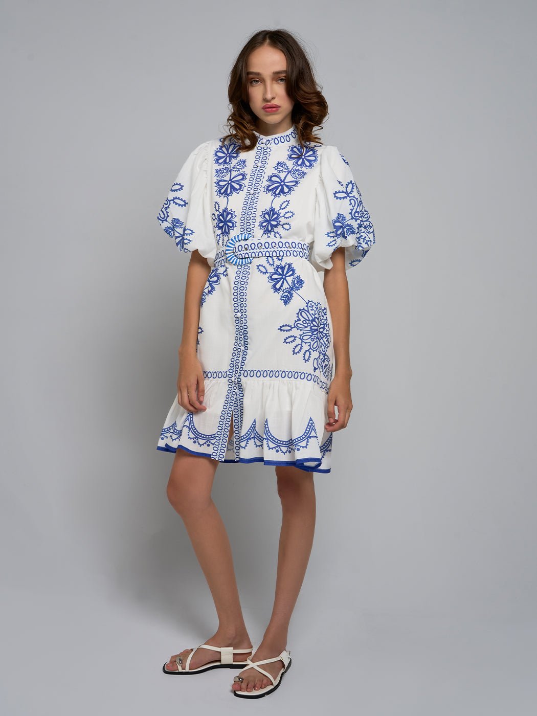 Mirca Embroidered Puff - Sleeve Mini Dress - Glory Connection