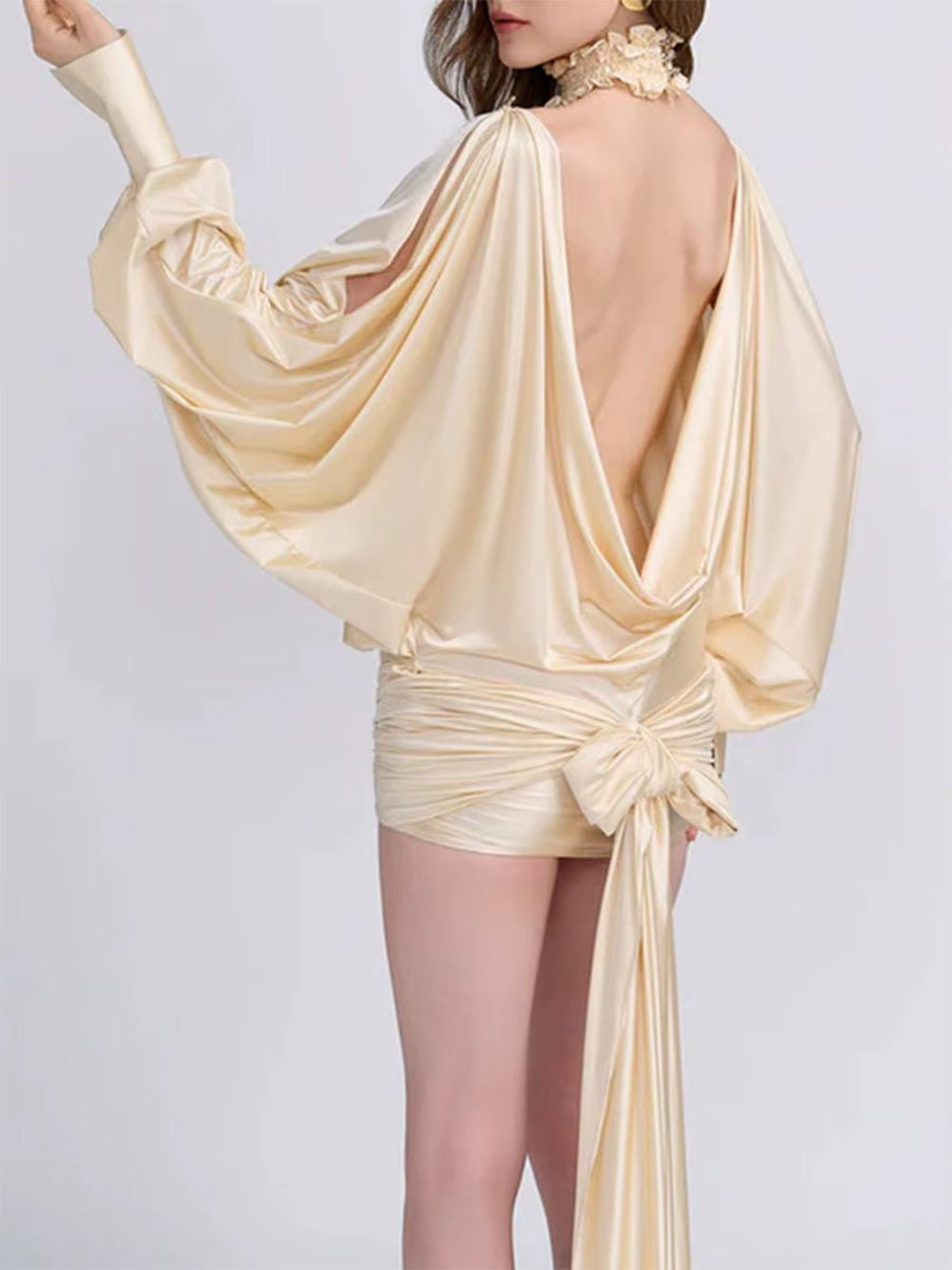 Nadine Satin Backless Mini Dress