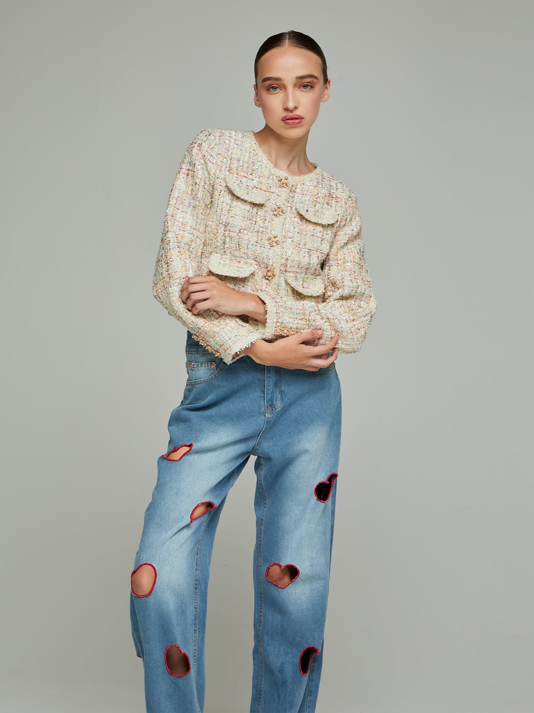 Neena Knit Buttoned Short Jacket - Glory Connection