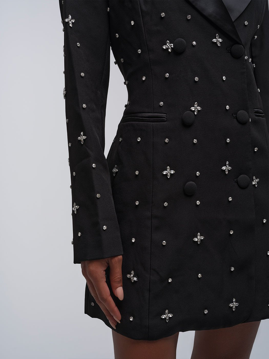 Pilar Embellished Lapel Blazer Dress - Glory Connection