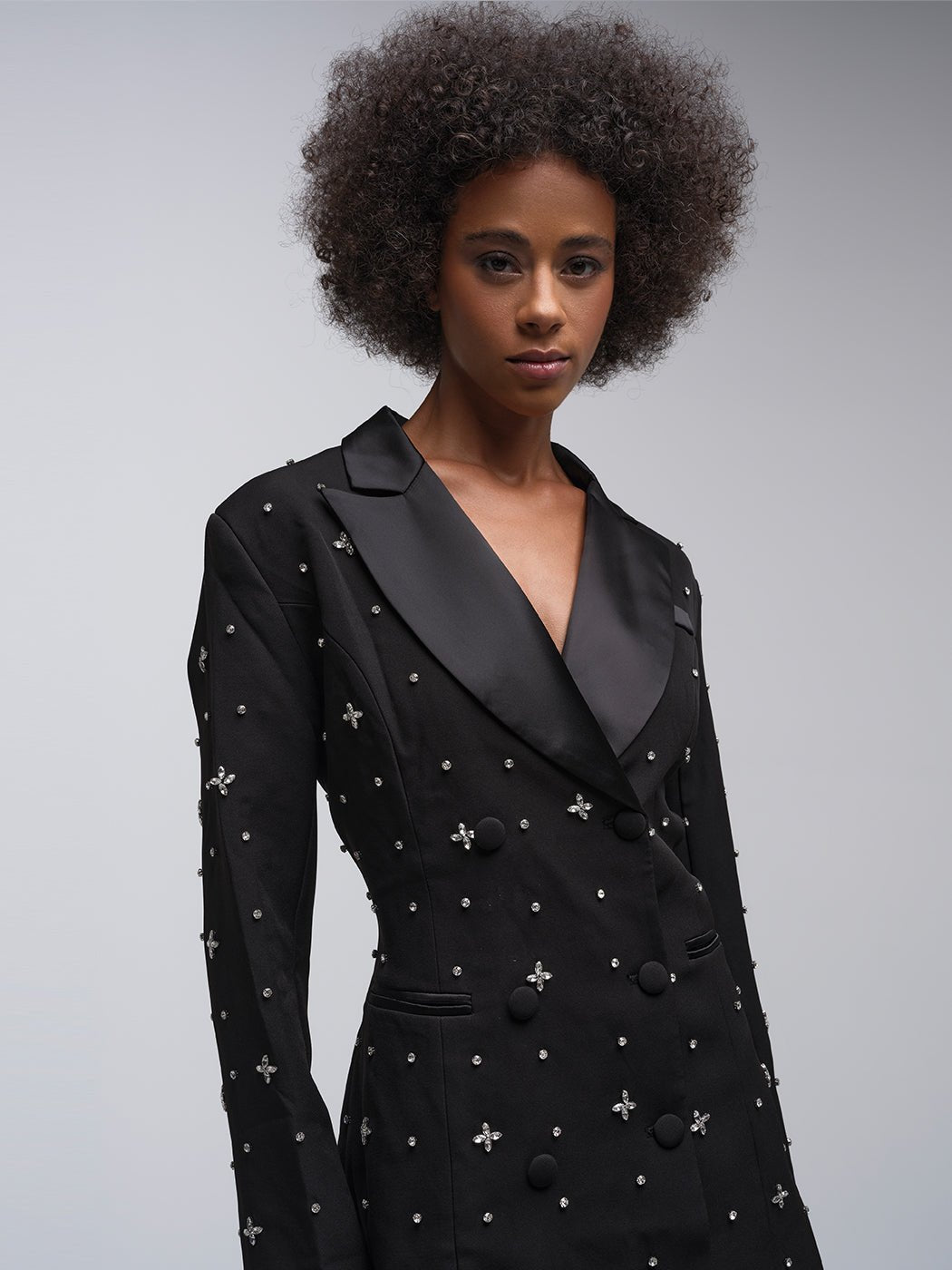 Pilar Embellished Lapel Blazer Dress - Glory Connection