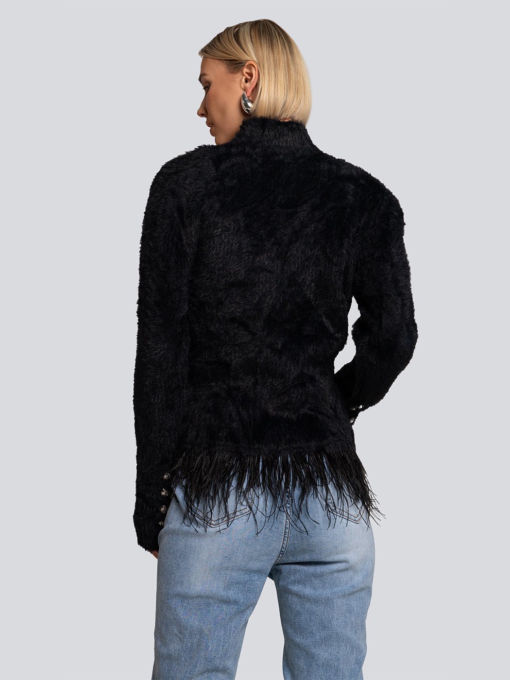 Piper Feather Trim Double Breasted Jacket - Glory Connection