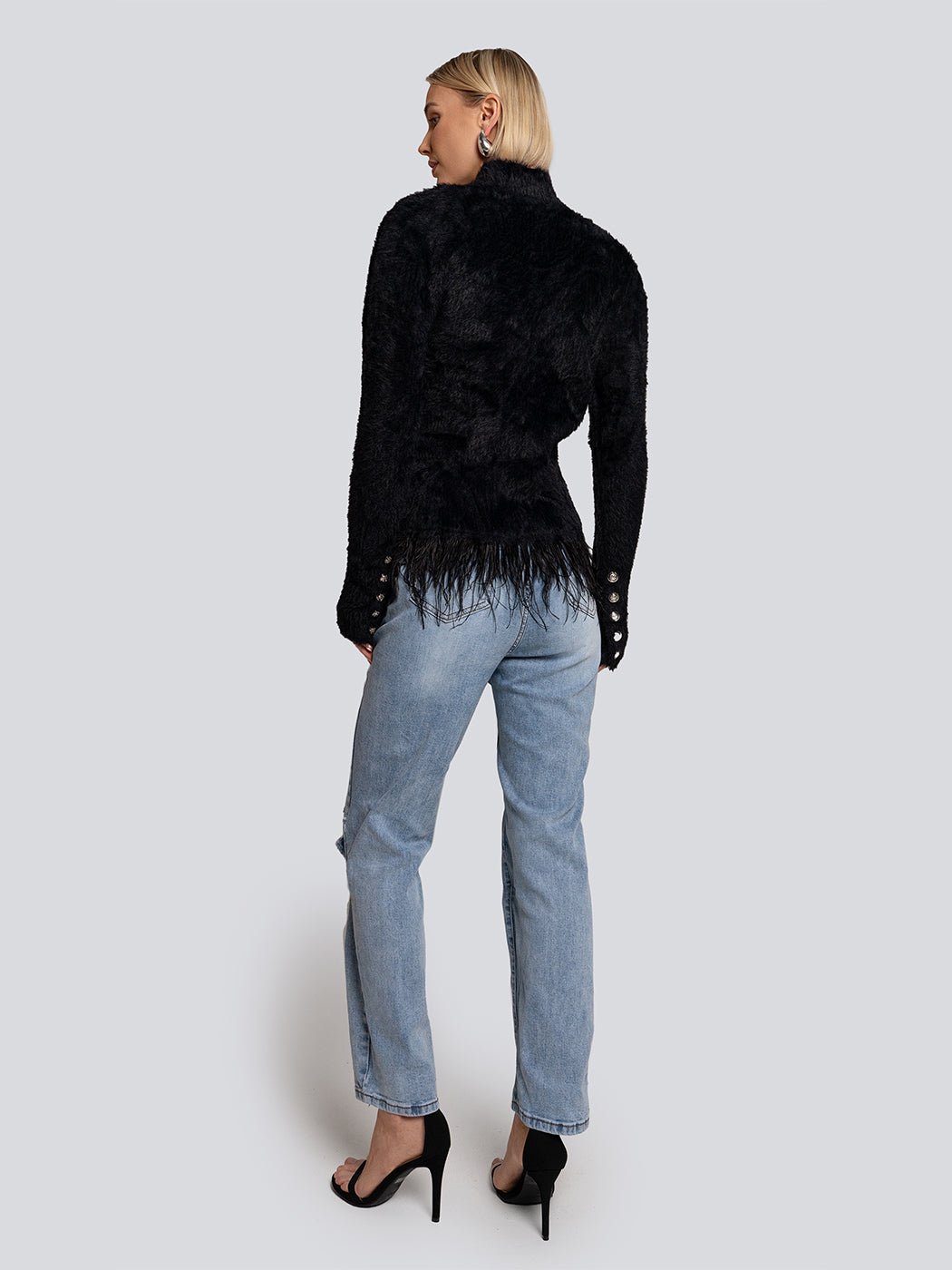 Piper Feather Trim Double Breasted Jacket - Glory Connection