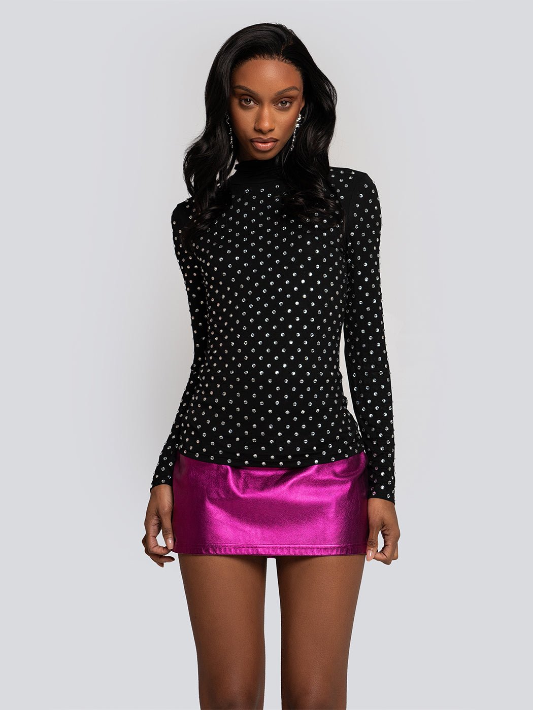 Rachel Long Sleeve Rhinestone Embellished Top - Glory Connection