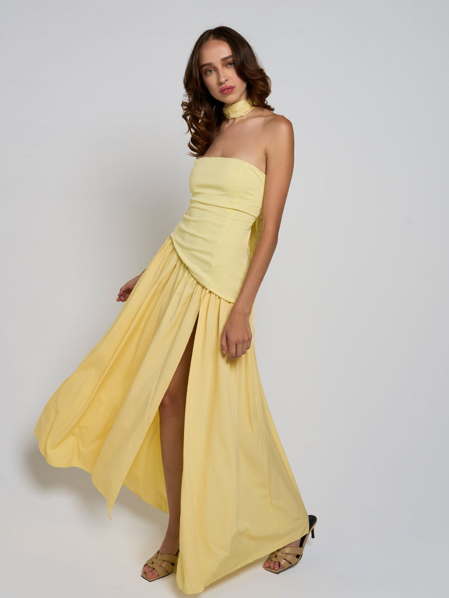 bandeau asymmetric dress US 6 / ORANGE OMBRE