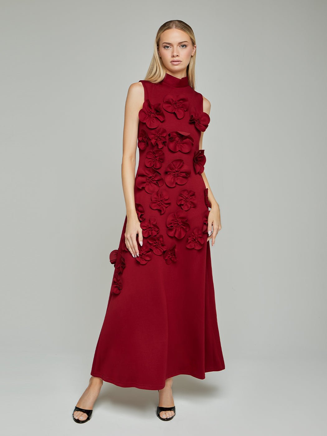 Rosalia Floral Applique Sleeveless Maxi Dress - Glory Connection