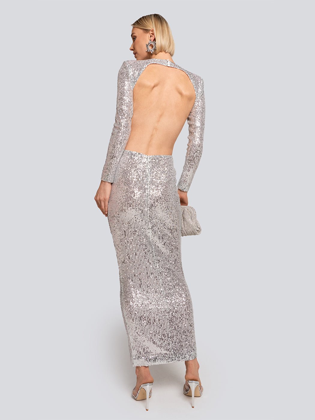 Savannah Sequin Cut Out Floral Accent Maxi Dress - Glory Connection