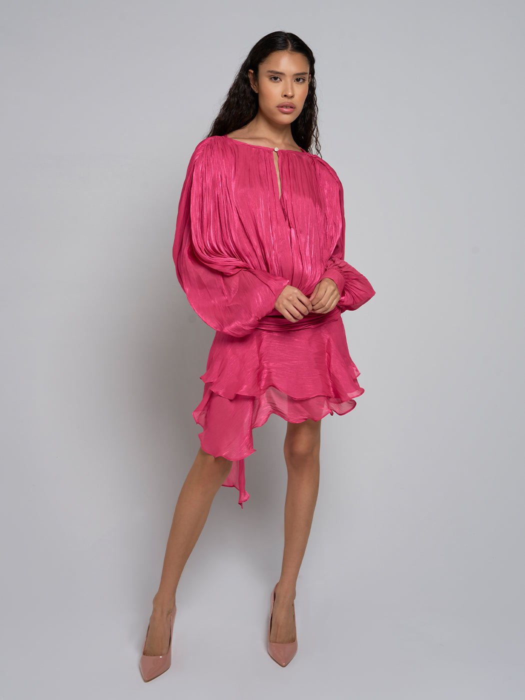 Selena Asymmetric Pleated Mini Dress - Glory Connection