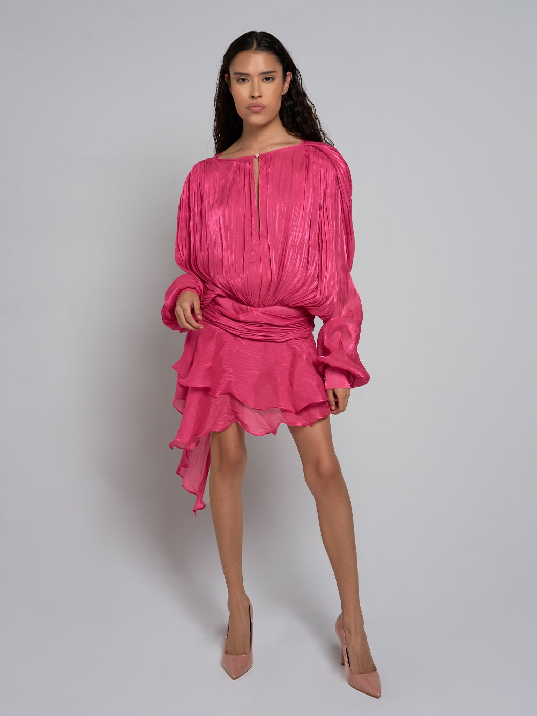 Selena Asymmetric Pleated Mini Dress - Glory Connection