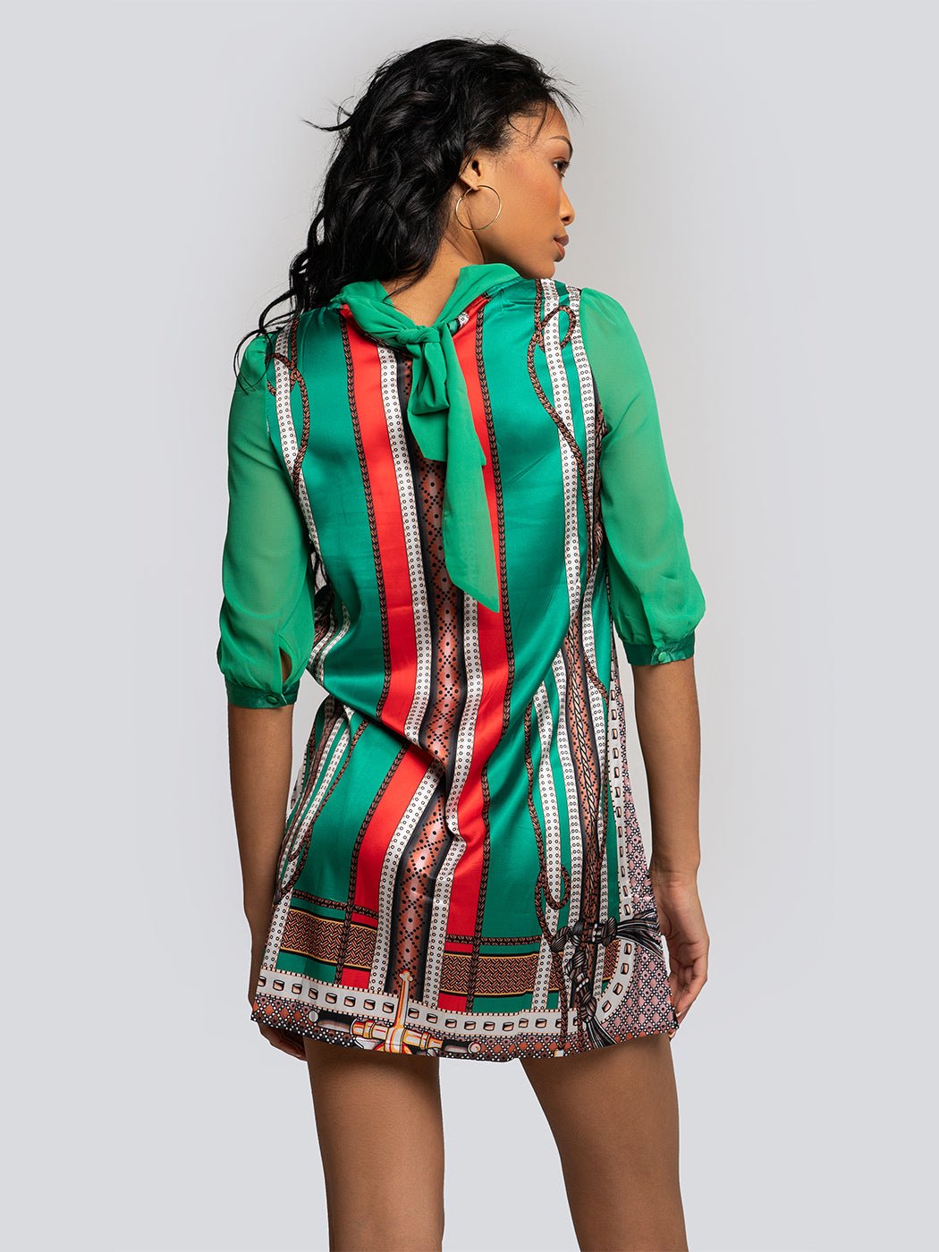 Selena Silky Patterned Tunic Mini Dress - Glory Connection