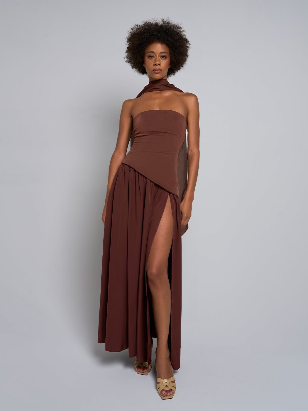 Serah Asymmetric Slit Maxi Dress - Glory Connection