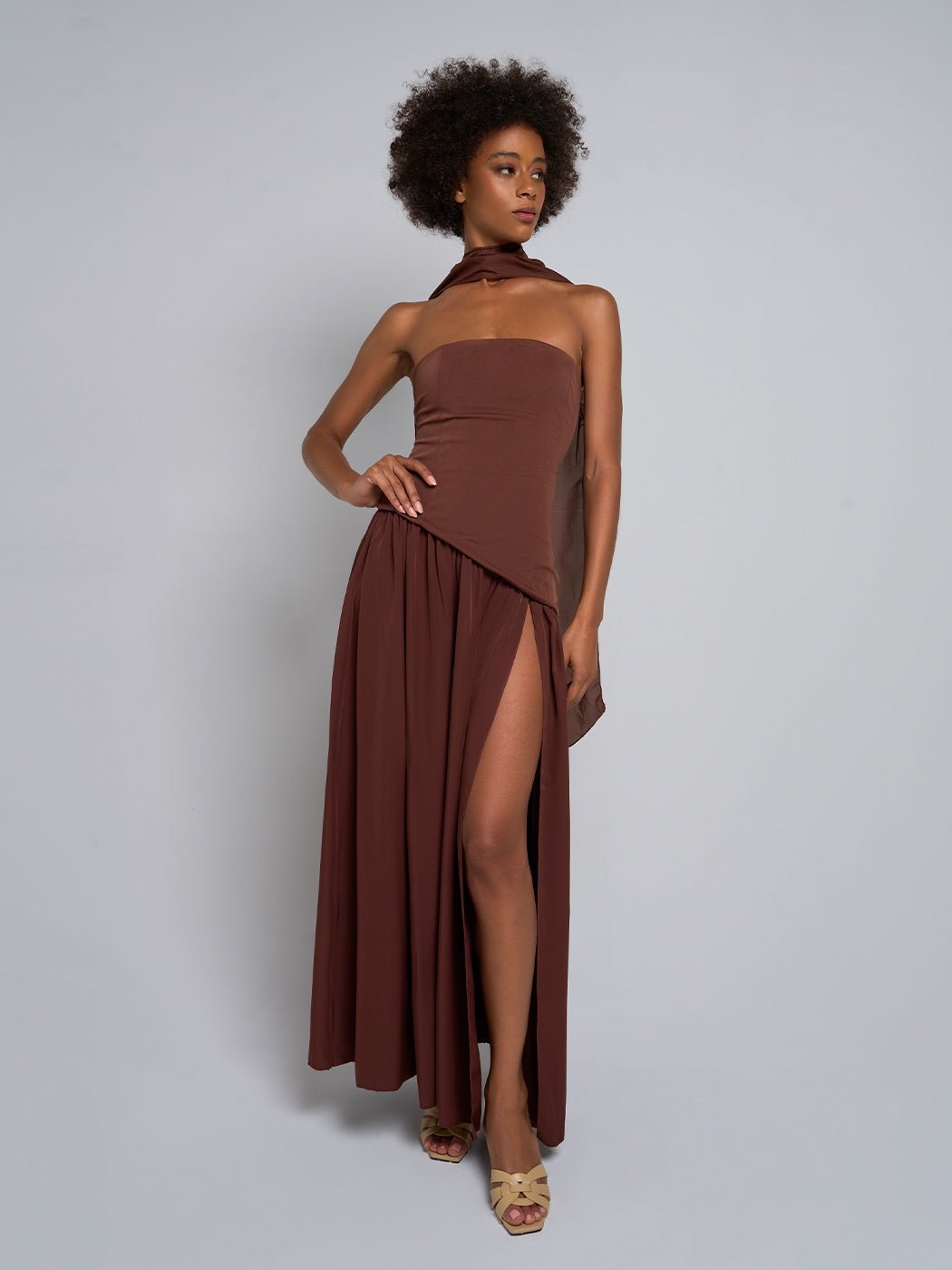 Serah Asymmetric Slit Maxi Dress - Glory Connection