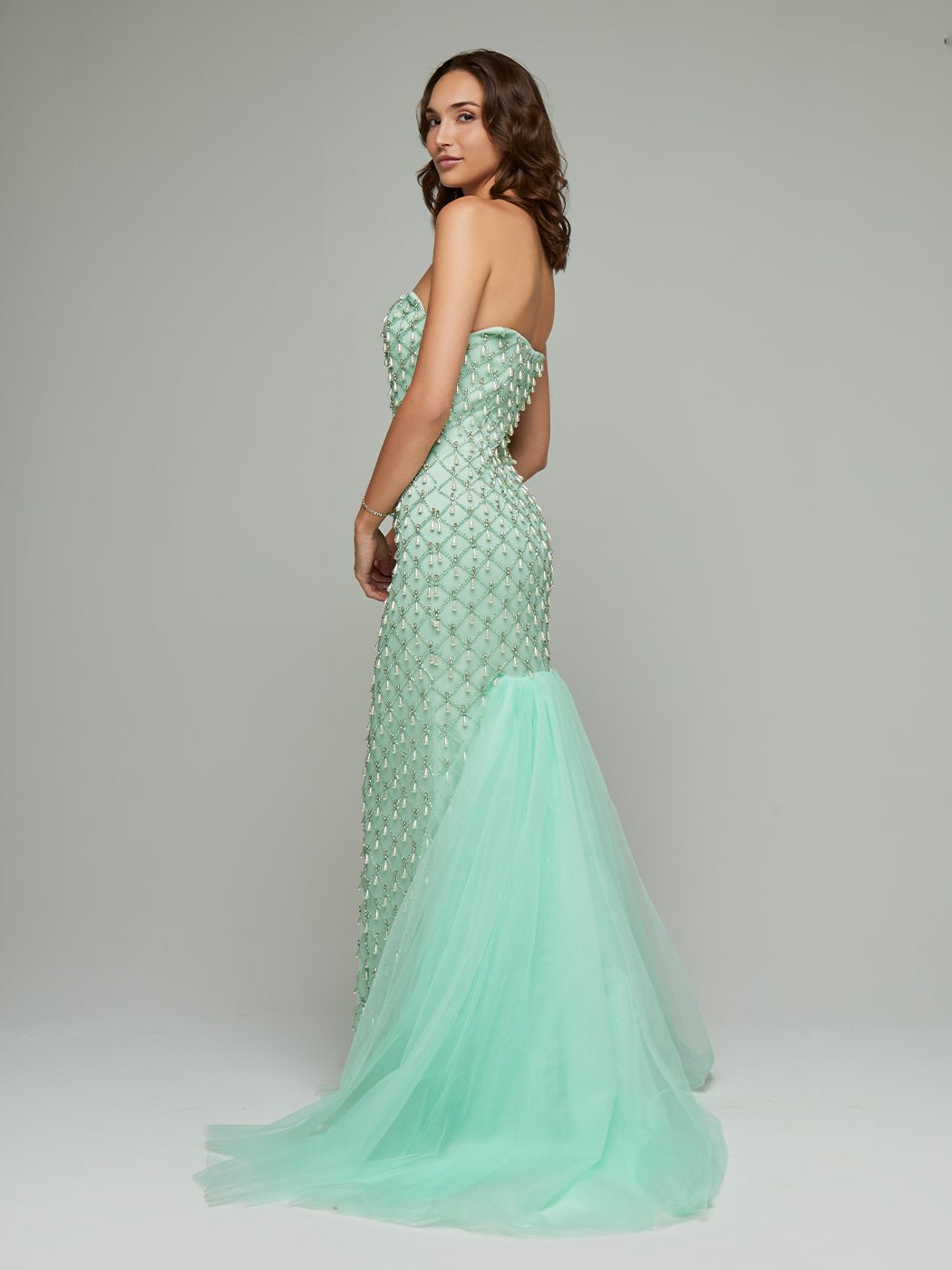 Shareen Bandeau Pearl Beaded Gown - Glory Connection