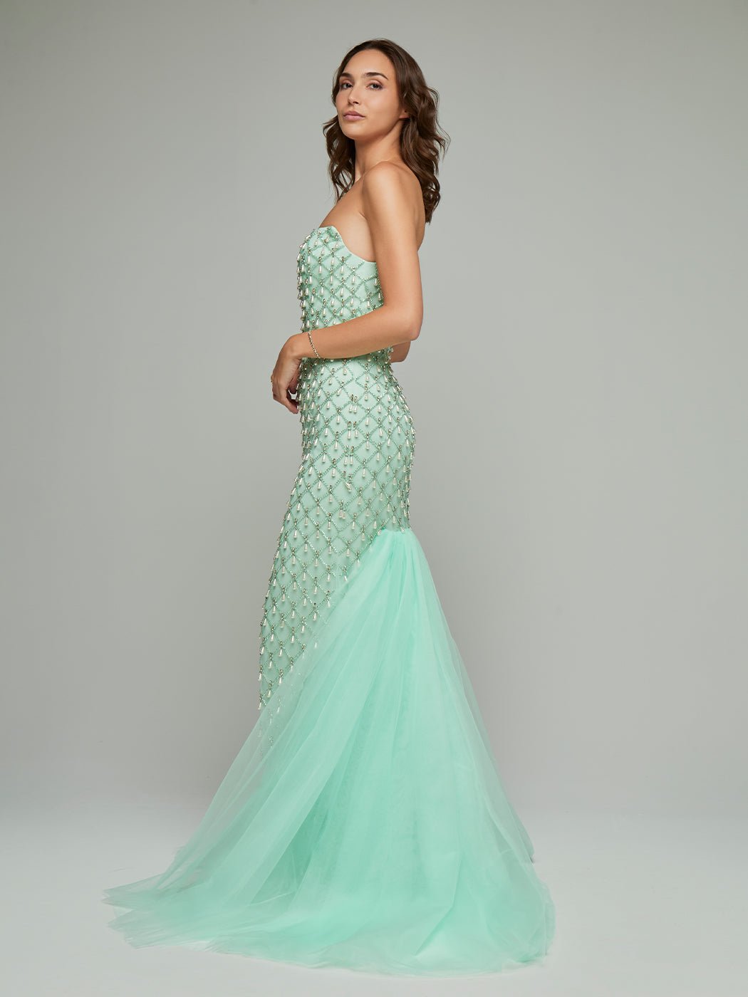 Shareen Bandeau Pearl Beaded Gown - Glory Connection