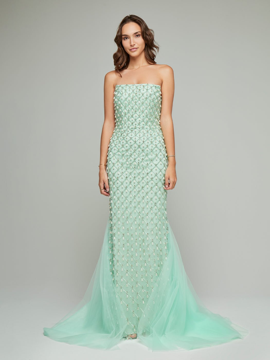 Shareen Bandeau Pearl Beaded Gown - Glory Connection